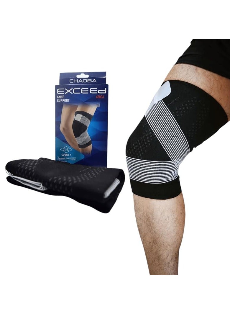 Exceed Compression Adjustable Knee Wraps Support Brace for Squatting Weightlifting Running Workout for Men Women Knee Sleeves for Sports Knee Pain Relief Black - Image 1