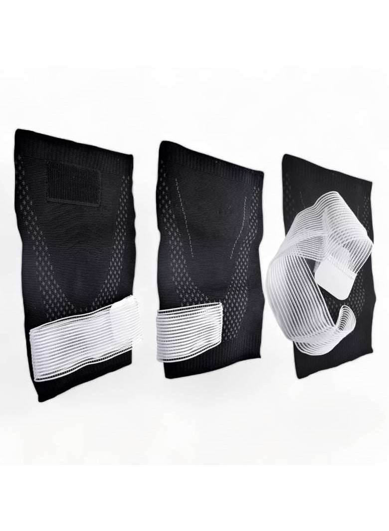 Exceed Compression Adjustable Knee Wraps Support Brace for Squatting Weightlifting Running Workout for Men Women Knee Sleeves for Sports Knee Pain Relief Black - Image 2