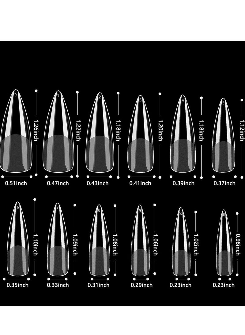 SYOSI Soft Gel Full Cover Nail Tips 240PCS 12 Sizes Clear Gel Nail Tips Long Stiletto Gelly Tips with Case for Press On Nail Extension DIY Manicure Soak Off  - Image 3