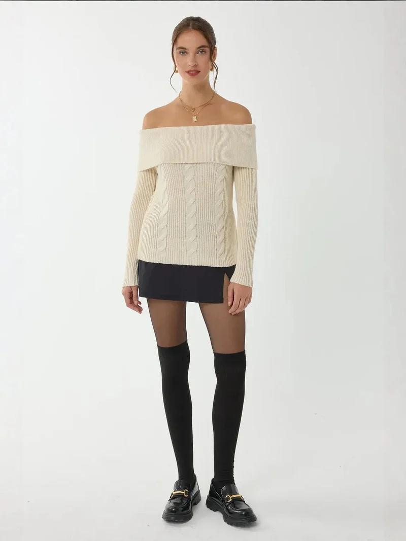 HICCUP  Off Shoulder Knitted Sweater for Women | Best Price UAE