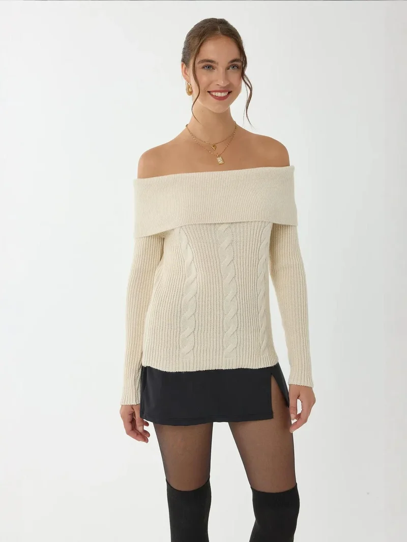HICCUP  Off Shoulder Knitted Sweater for Women | Best Price UAE