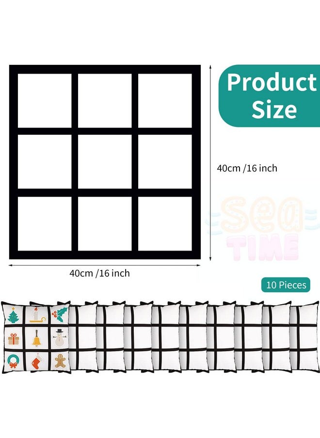 Sieral Sublimation Blank Panel Pillow Case 16 x 16 Inches DIY Polyester Cushion Cover 9 Photo Panel Throw Pillowcase for Printing Sofa Couch No Pillow Insert (10)  - Image 2