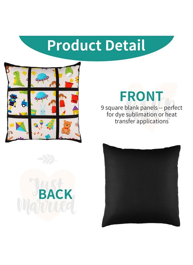 Sieral Sublimation Blank Panel Pillow Case 16 x 16 Inches DIY Polyester Cushion Cover 9 Photo Panel Throw Pillowcase for Printing Sofa Couch No Pillow Insert (10)  - Image 4