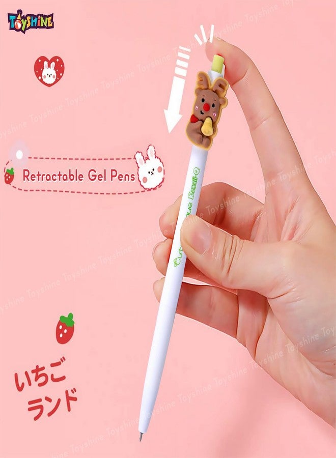 Toyshine 5 Pc Cute Cartoon Design Fancy Fine 0.5mm Kawaii Gel Ink Pen for Office Stationary School Supplies Birthday Party Favor Return Gift - Multicolor - Image 2