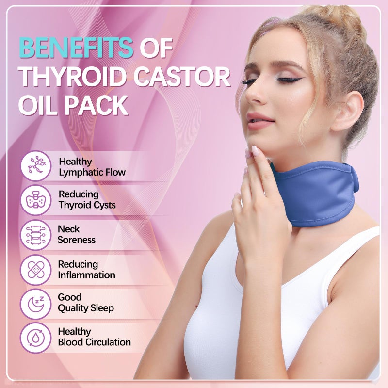 Glitz Castor Oil Pack for Thyroid - Organic Castor Oil Neck Wrap, Reusable, Leak-Proof Design, Less Mess, Comfort Fit, Oil Not Included (Violet) - Image 2
