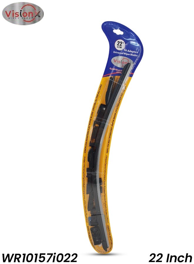 Vision X VISION-X WR10157i022 All-Weather 22 Inch Flat Wiper Blade, Universal, 10 Adapters, Silent & Streak-Free, Natural Rubber, Long-Lasting Durability - Image 1