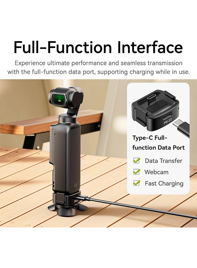 ULANZI Quick Release Mini Tripod Kit for DJI Osmo Pocket 3, Type-C Full-Function Port Charging Adapter Base for Pocket 3 Accessories with 1/4 Screw Hole for Tripods (PK-08 & PK-11) - Image 3