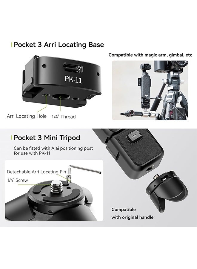 ULANZI Quick Release Mini Tripod Kit for DJI Osmo Pocket 3, Type-C Full-Function Port Charging Adapter Base for Pocket 3 Accessories with 1/4 Screw Hole for Tripods (PK-08 & PK-11) - Image 5
