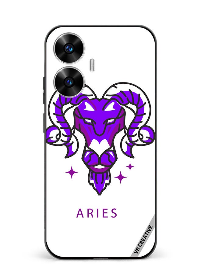 VR CREATIVE Protective Case Cover For Realme C55 Purple Watercolor Zodiac Sign Design Multicolour - Image 1