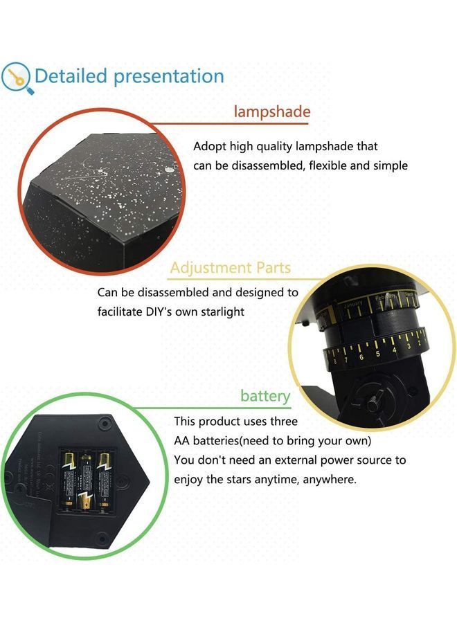 NIBEMINENT Star Projector LED Night Light Black 20.5x28.3x5.5cm - Image 3