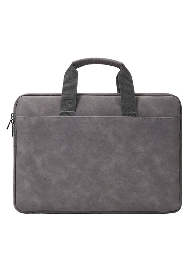Gerenic New PU Nubuck Leather Laptop Bag for 15-16 Inch MacBook Pro/Dell XPS, Full Open Shockproof Briefcase with Water-resistant Lining & Anti-Scratch Padding, Business Computer Bag for Work Travel Commute(Dark Grey)  - Image 1