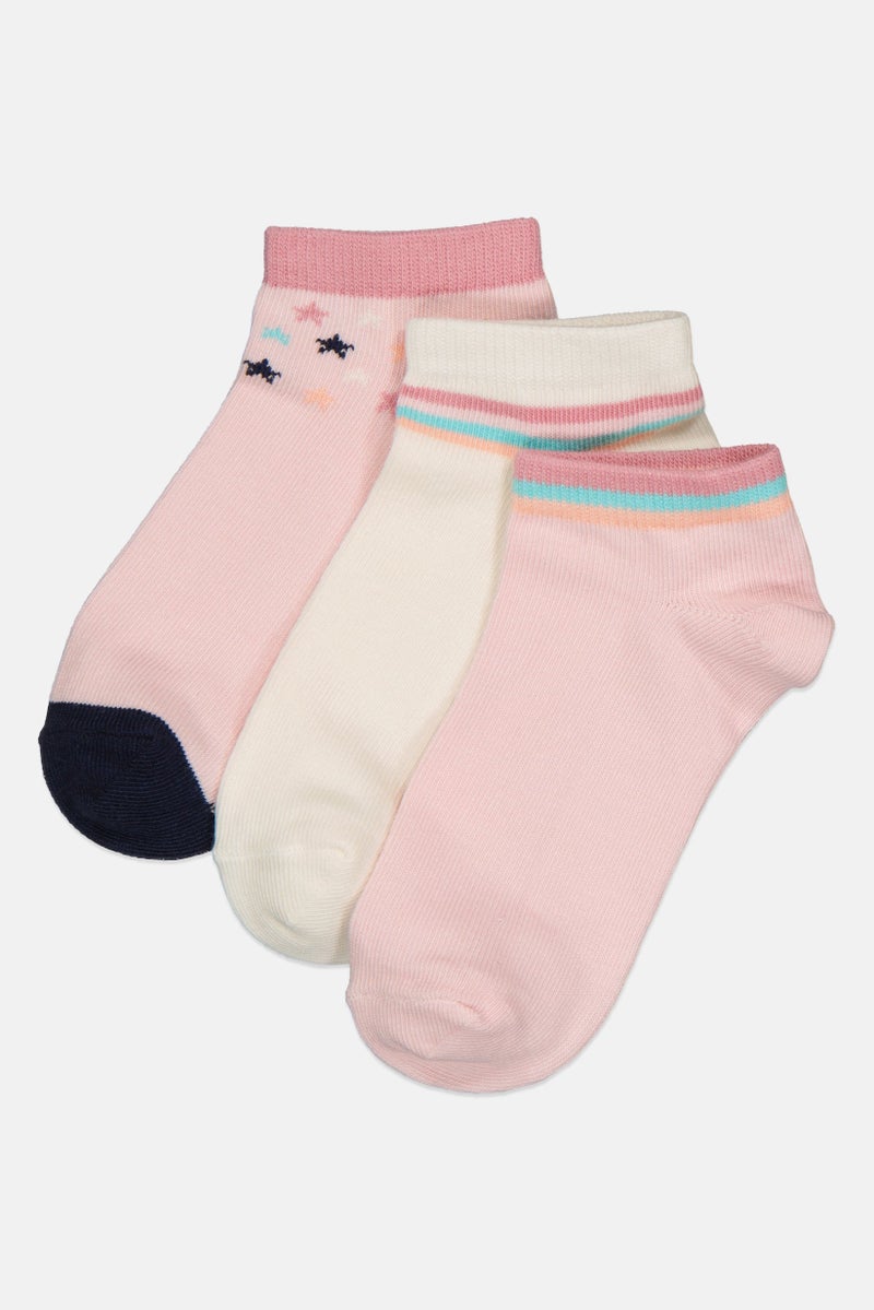 bebe جوارب كاحل للبنات للأطفال 3 أزواج، متعددة الألوان - Image 1