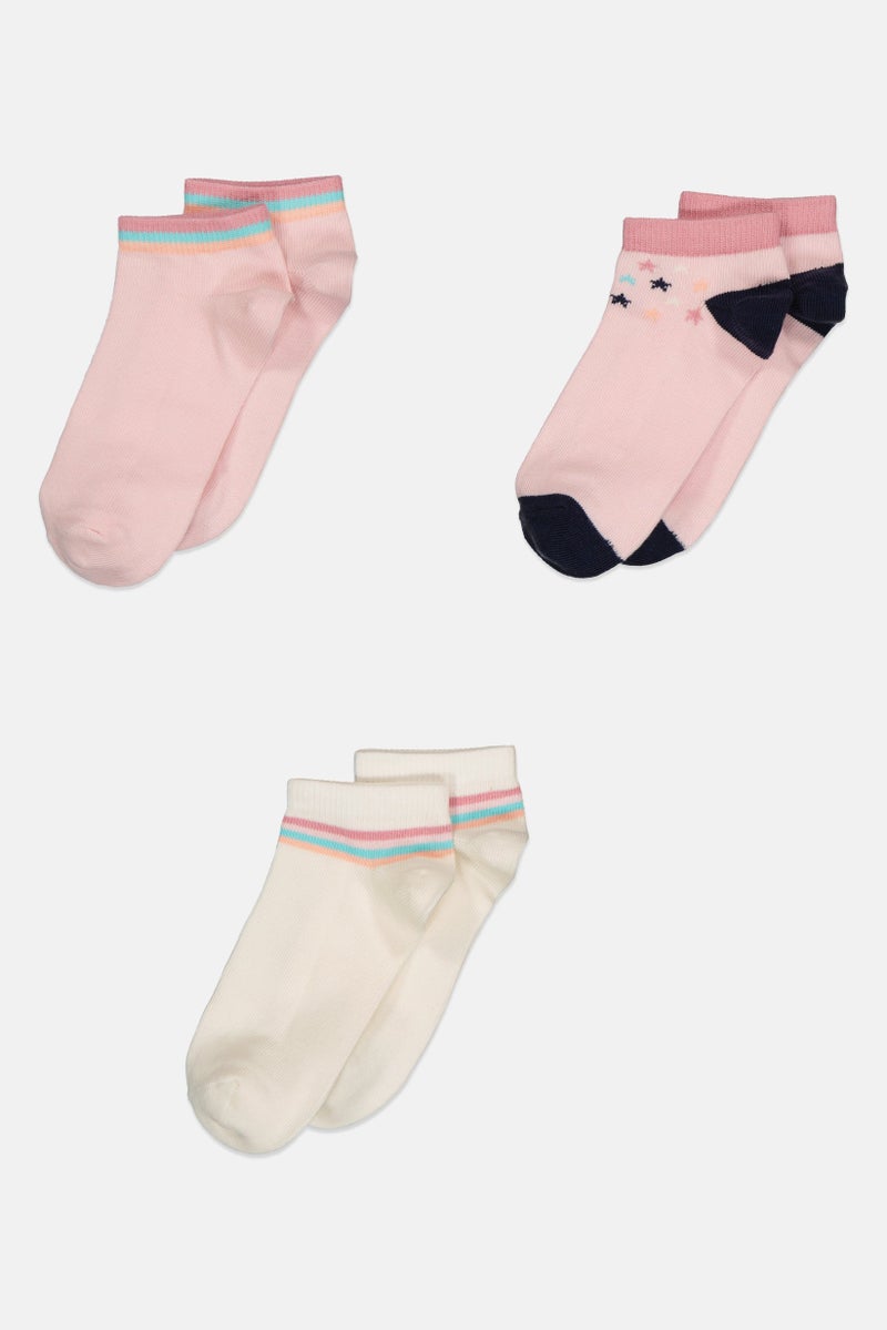 bebe جوارب كاحل للبنات للأطفال 3 أزواج، متعددة الألوان - Image 2
