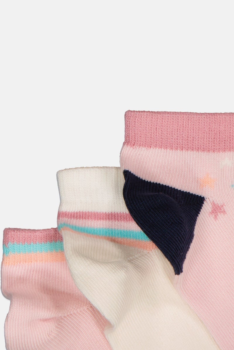 bebe جوارب كاحل للبنات للأطفال 3 أزواج، متعددة الألوان - Image 3