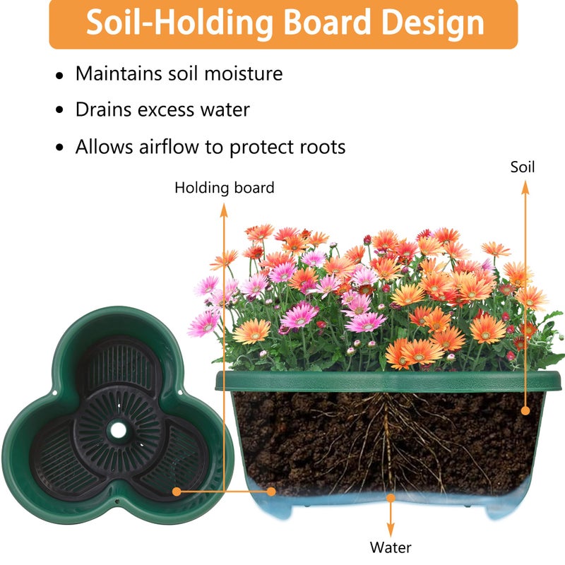 VECELO 5 Tier Vertical Garden Planter, Self Watering Stackable Planters with Wheels for Strawberries, Herbs, Flowers, Vegetables, Dark Green - Image 4