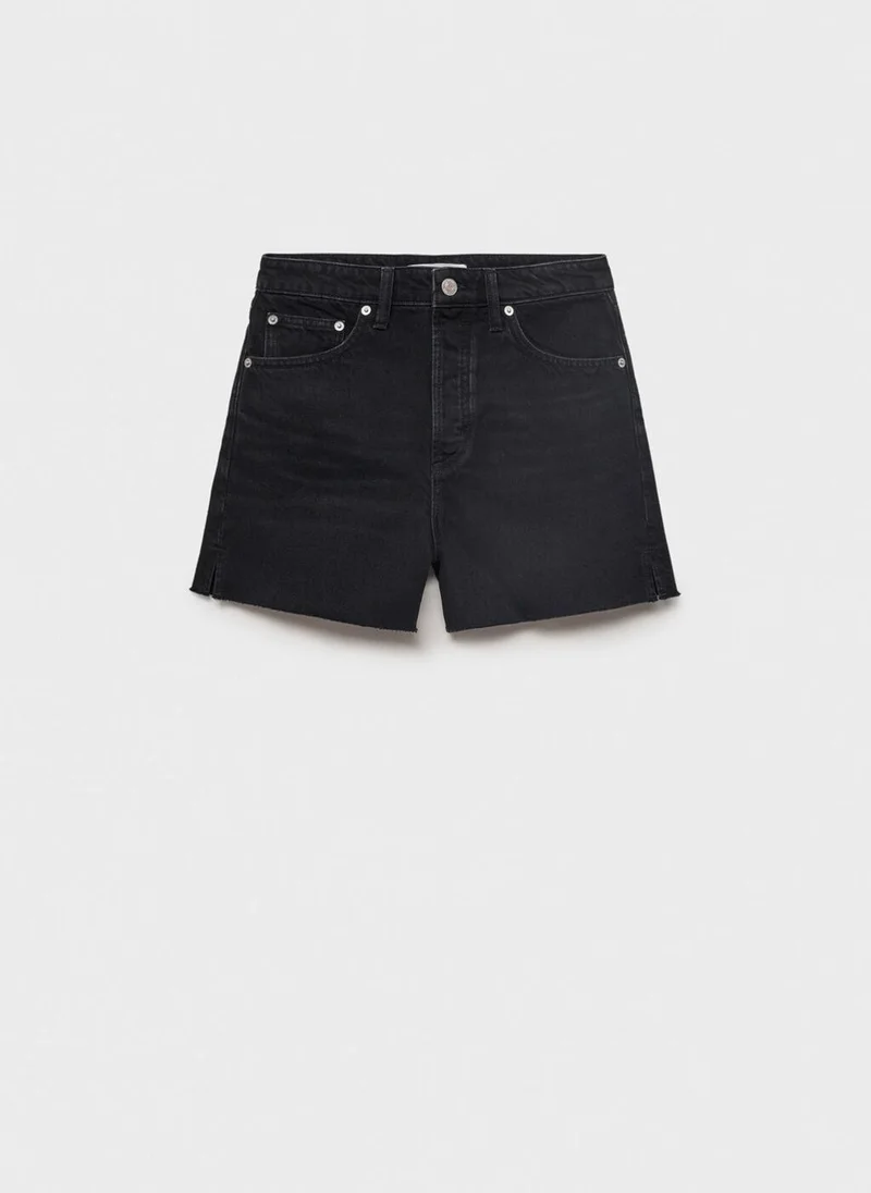 MANGO Denim Shorts With Frayed Hem