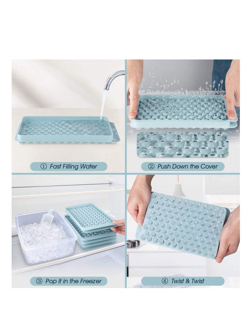 Excefore - Mini Ice Cube Trays, Round Ice Cube Mold, 4 PCS 0.6in Small Ice Maker for Freezer, Circle Ice Trays for Freezer with Lid & Bin, Easy Release, for Chilling Drinks, Coffee, Juice, Cocktail - Image 1