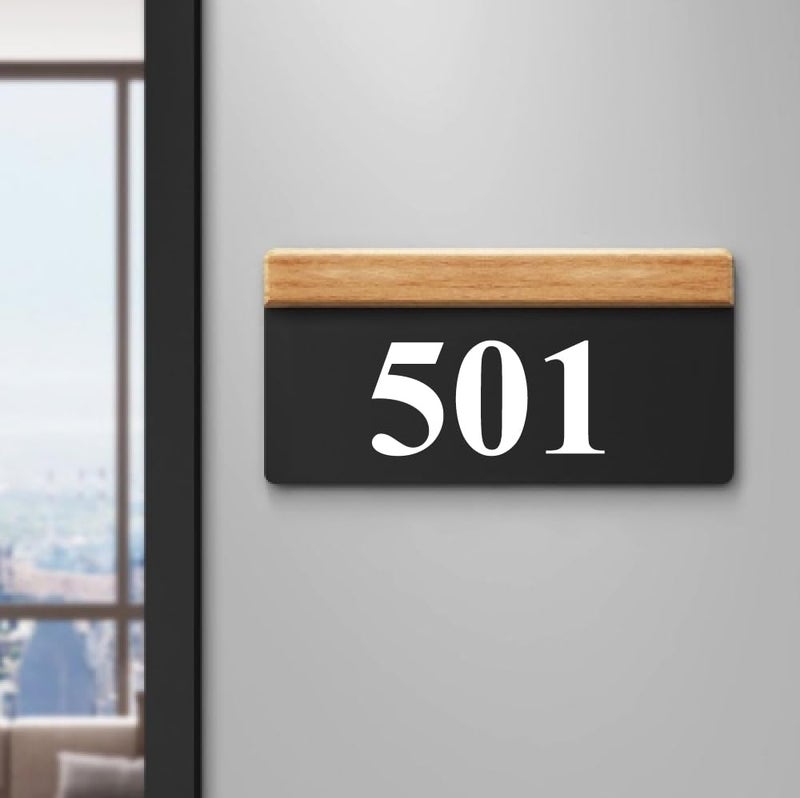RL Digital Units House Number Plate -501 Hotel, Hospital, Lodge,Apartment,Door No,Laser cut acrylic fixed with white color water proofing PVC sticker|Easy installation type double sided tape fixed on backside - Image 1