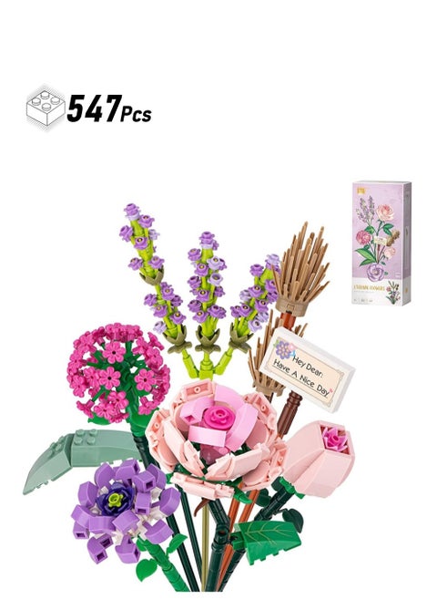 Flower Bouquet Building Blocks, Flower Bouquet Building Kit, Flower Building Blocks, Artificial Flowers Building Toys Creative Project for Adults Botanical Collection Compatible with Lego 547