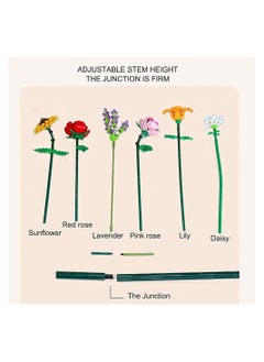 Generic Flower Bouquet Building Blocks, Flower Bouquet Building Kit, Flower Building Blocks, Artificial Flowers Building Toys Creative Project for Adults Botanical Collection Compatible with Lego 547  - Image 2