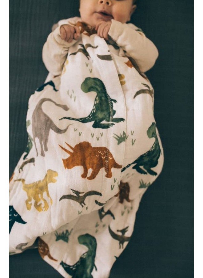 Little Unicorn 0-6 Month Premium Muslin Sleep Sack 1.1 TOG | Soft & Breathable Muslin Cotton for safer sleep | 2 way zipper (Dino Friends) - Image 5