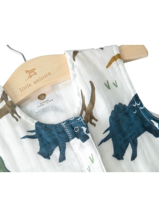 Little Unicorn 0-6 Month Premium Muslin Sleep Sack 1.1 TOG | Soft & Breathable Muslin Cotton for safer sleep | 2 way zipper (Dino Friends) - Image 2