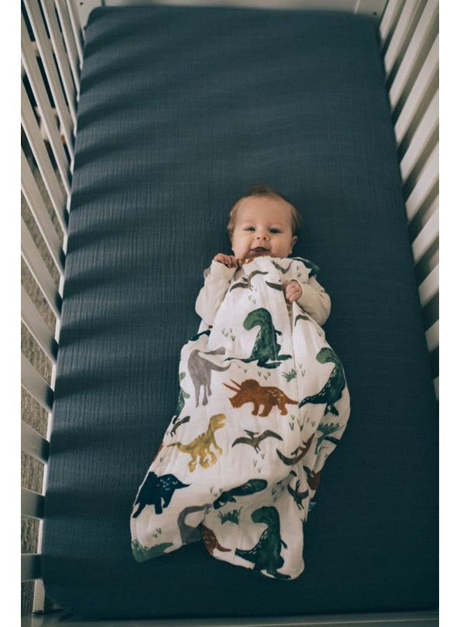 Little Unicorn 0-6 Month Premium Muslin Sleep Sack 1.1 TOG | Soft & Breathable Muslin Cotton for safer sleep | 2 way zipper (Dino Friends) - Image 3