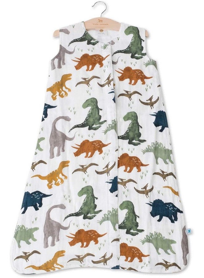 Little Unicorn 0-6 Month Premium Muslin Sleep Sack 1.1 TOG | Soft & Breathable Muslin Cotton for safer sleep | 2 way zipper (Dino Friends) - Image 1