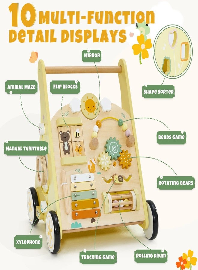 labebe Wooden Baby Walker, Push Walker for Baby Boys and Girls with Activity Center, Montessori Walker Push Toy for Toddler Learning to Walk - Image 2