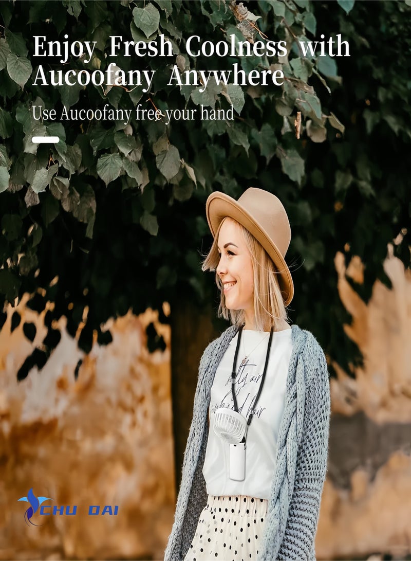 CHU DAI Portable Handheld Fan, Type-C Rechargeable, 4000mAh Battery Operated Fans with LED Display, 90° Foldable , 5 Speed Wind,Handheld/Neck/Desk 3 in 1 Personal Small Fans, Makeup Fan for Women (White) - Image 2