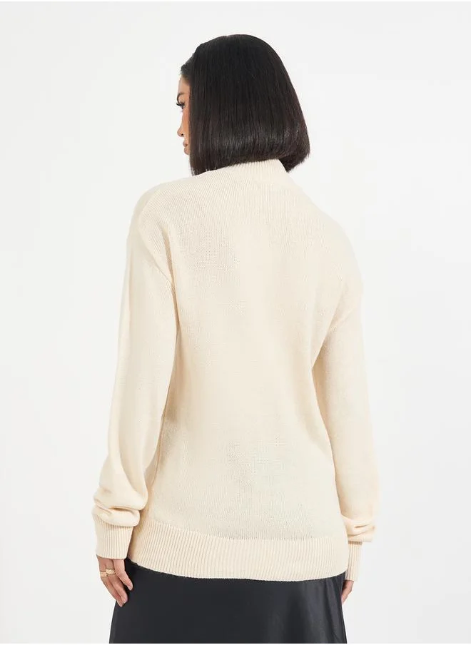 Styli Regular Fit Regular Length High Neck Sweater