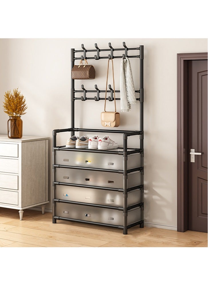 Simple Shoe Rack, 5-Layer Assembly Dust-Proof Storage Rack, Household Space-Saving Shoe Cabinet, Multi-Function Shoe Rack, Economical Shoe And Hat Rack - Image 1