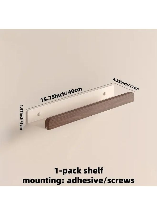 Morotel Single Double Layer Bathroom Shelf No Drilling Required 40cm Walnut Wood - Image 1