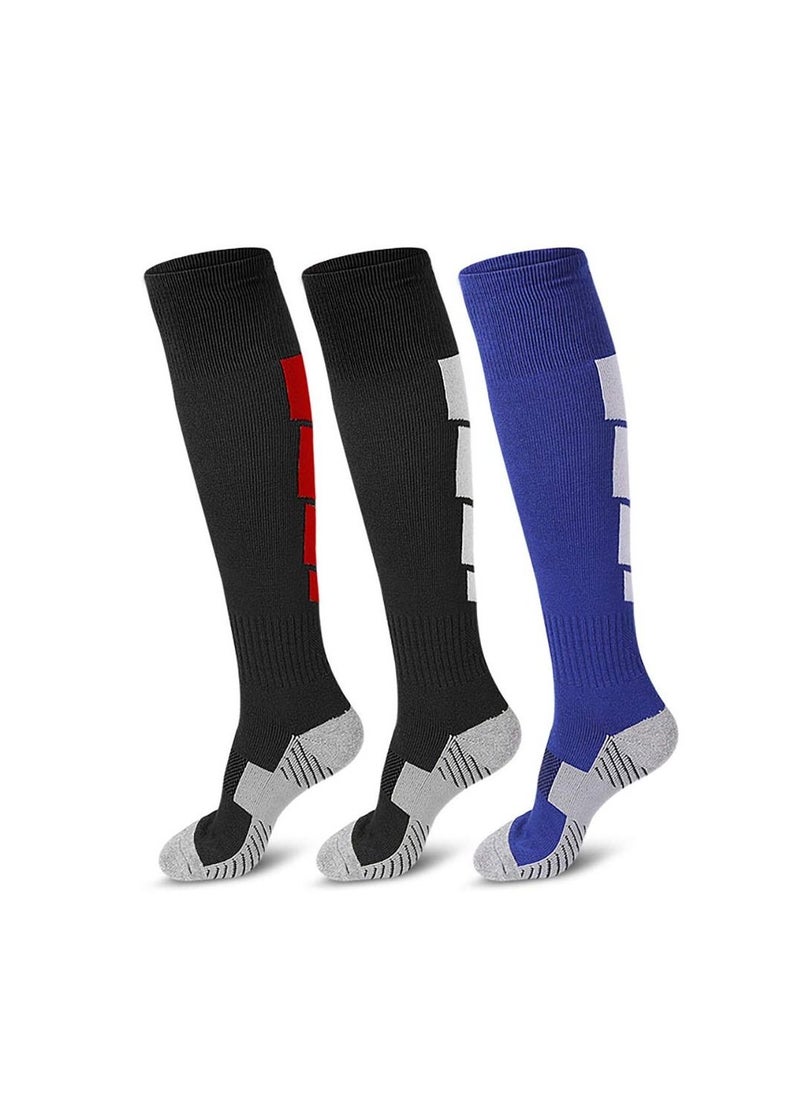SYOSI Compression Socks, Soccer Socks, Sport Knee High Socks, 3 Pairs for Women and Men, Athletic, Travel, Running, Fitness, Flight Socks, Reduce Calf Pain Faster Recovery Thickening  - Image 1