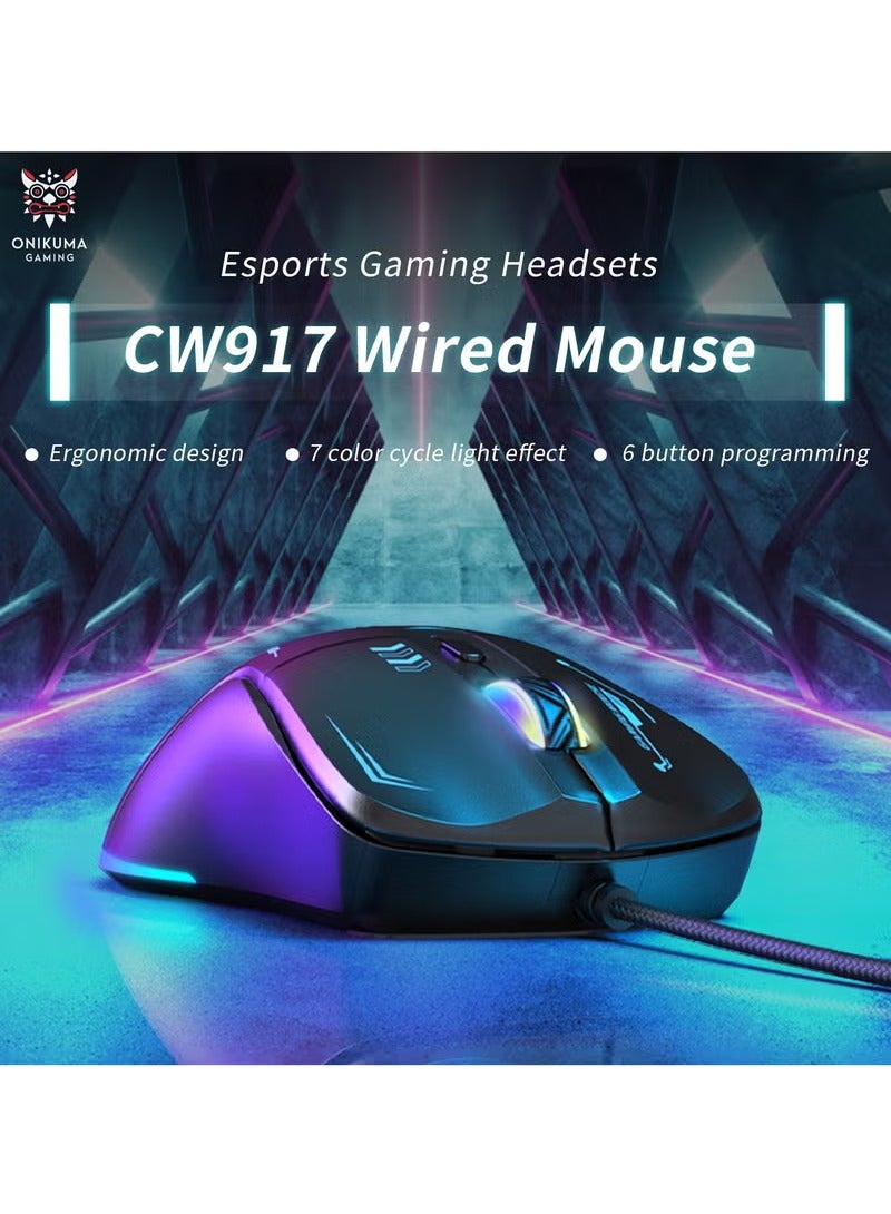 onikuma Gaming Mouse, Wired/Wireless/Bluetooth Tri-Mode, Laptop Wireless Mouse, Portable Type-C Rechargeable 4800 DPI Mouse with 7 RGB Lighting Modes - Image 3