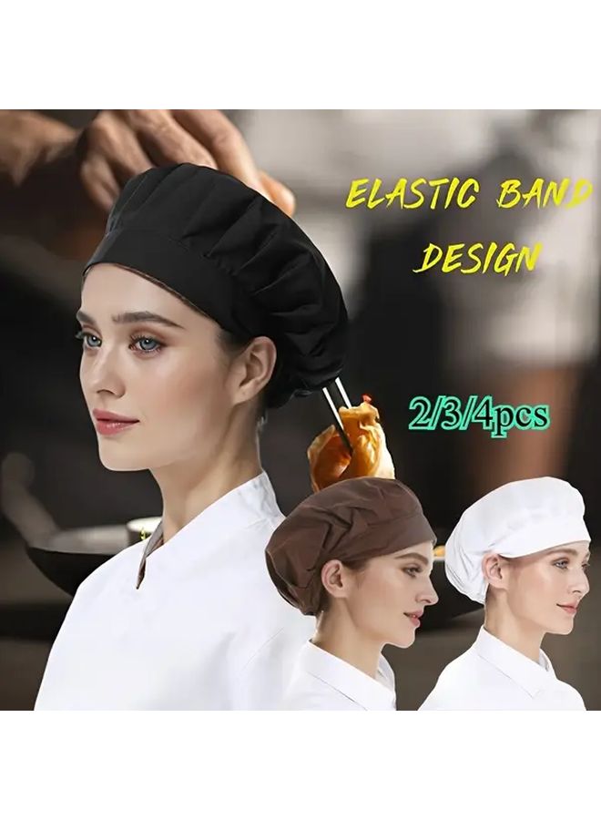2pcs Brown Elastic Chef Hats Hand Washable Unisex for Kitchen Restaurant - Image 1