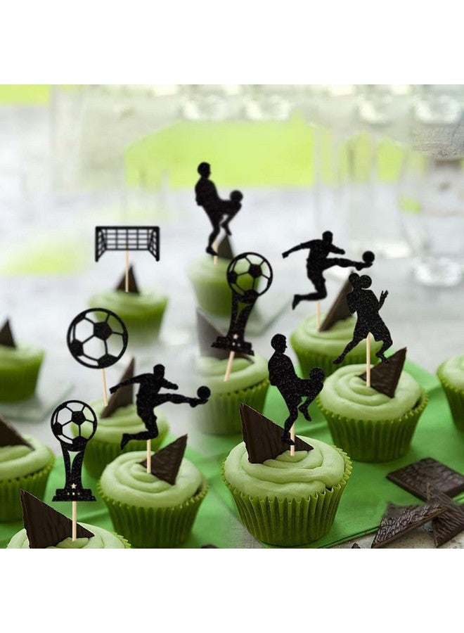 MORNDEW Morndew 24 PCS Sports Fan with Soccer Shirt Football Goal Cupcake Toppers for Theme Party Birthday Party Wedding Party Decorations - Image 4