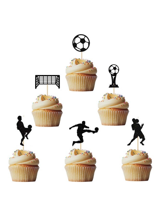 MORNDEW Morndew 24 PCS Sports Fan with Soccer Shirt Football Goal Cupcake Toppers for Theme Party Birthday Party Wedding Party Decorations - Image 1