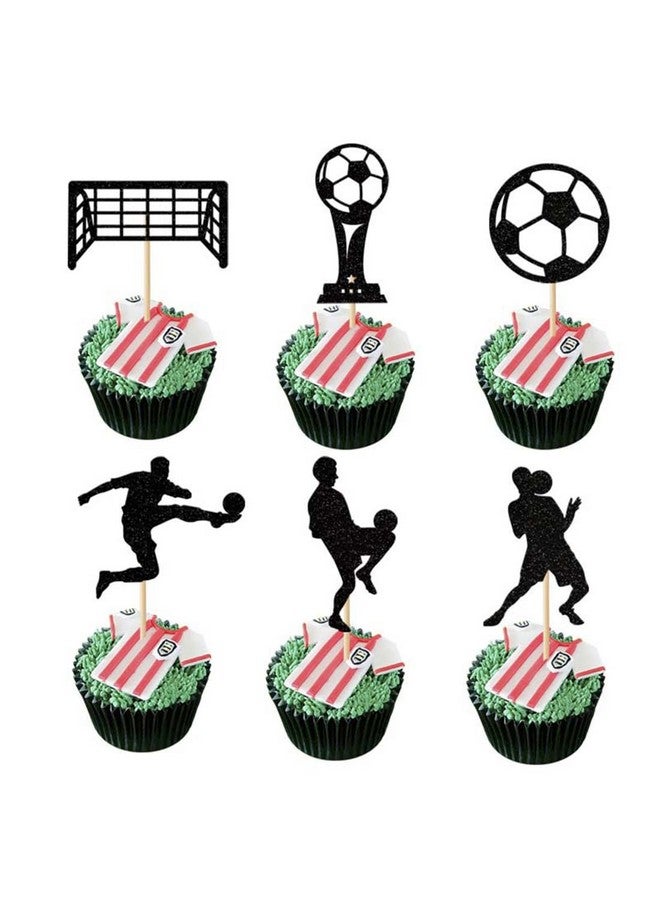 MORNDEW Morndew 24 PCS Sports Fan with Soccer Shirt Football Goal Cupcake Toppers for Theme Party Birthday Party Wedding Party Decorations - Image 3