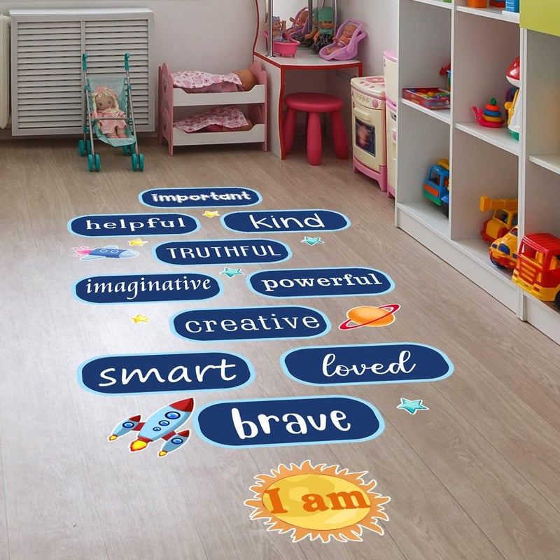 ARS Inspirational Quotes Floor Stickers 3 sheets | Inspirational Hopscotch Game Stickers | Positive Affirmation Wall Decals - Image 1