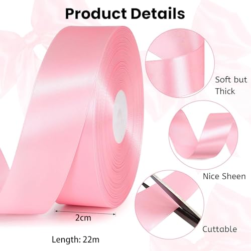 Zytiqt Ribbon Roll for Gift Wrapping, Satin Ribbon Roll for Decoration, Craft and Party Decorations, 22 Meters Long, 2 Centimeters Wide - Image 2