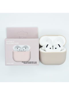 Suitable For Apple Airpods 4 Wireless Bluetooth Headset Silicone Protective Case Anti-fall Storage Bag Liquid Split-Color:Sand Powder-Applicable Models:Airpods 4