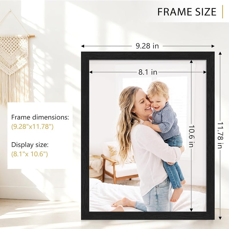 PEALSN 8.5x11 Picture Frame Set of 6, Black Picture Frames with HD Plexiglass,Wall Gallery Photo Frames for Wall Mounting or Tabletop Display, Black Woodgrain - Image 2