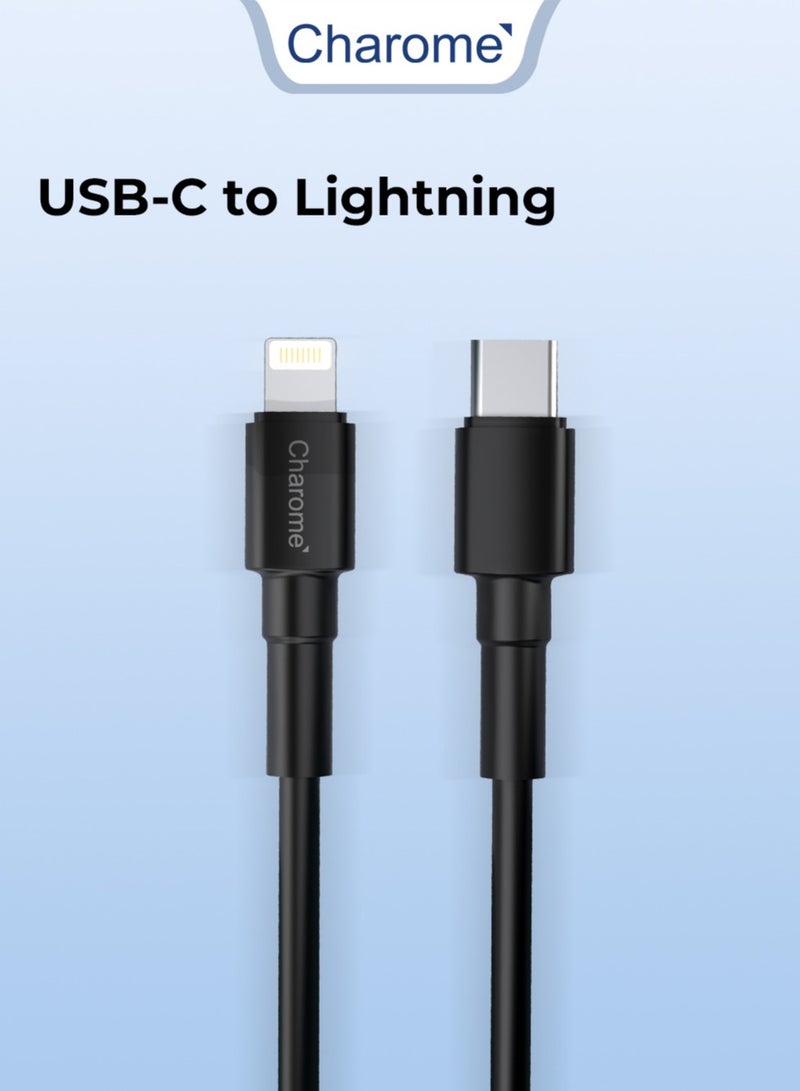 Charome Premium USB-C to Lightning: Fast Charging, High-Speed Data Transfer, 1 Meter Length, Charging Protection, Sync Data, and Bending Resistant Durable Design - Image 1