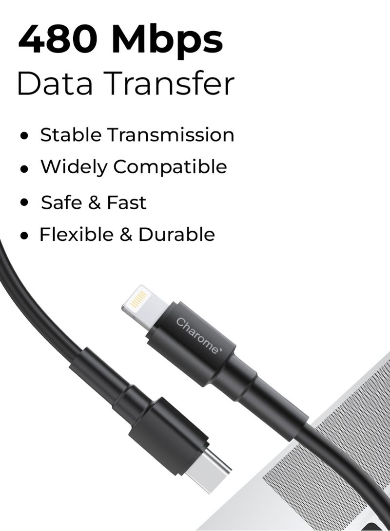 Charome Premium USB-C to Lightning: Fast Charging, High-Speed Data Transfer, 1 Meter Length, Charging Protection, Sync Data, and Bending Resistant Durable Design - Image 5