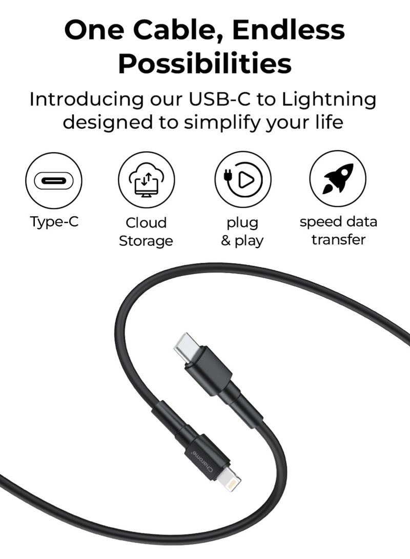 Charome Premium USB-C to Lightning: Fast Charging, High-Speed Data Transfer, 1 Meter Length, Charging Protection, Sync Data, and Bending Resistant Durable Design - Image 2