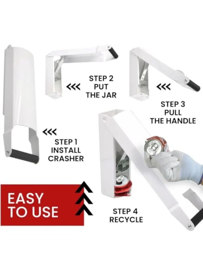 Azonee White Can Crushers for Recycling – Heavy Duty Wall Mounted Can Crusher for Aluminum, Plastic Bottles, Seltzer, Soda & Beer, Space-Saving Can Smasher for Efficient Waste Disposal - Image 4