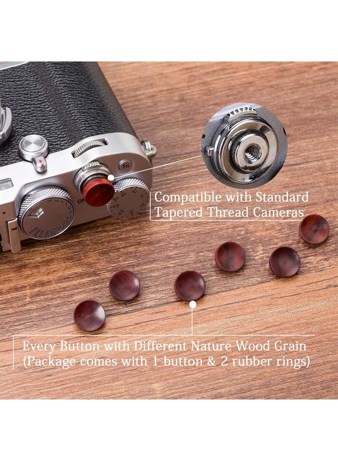 VKO Wood Soft Shutter Release Button Compatible with Fujifilm X-T30 X-T3 X100F X-T20 X-PRO2 X-E2S X20 X30 X100T X100S X-E2 X-E3 XPRO-1 SXT-2 X-T10 Camera 12mm Concave Surface Red(Wood Grain Random) - Image 2