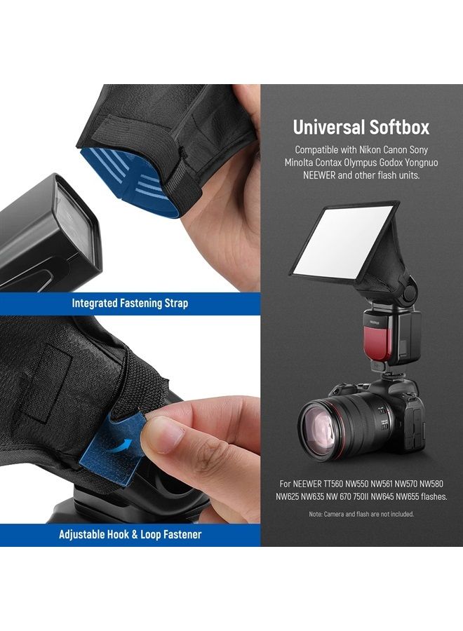 NEEWER Flash Diffuser Light Softbox 5" x 4", Universal, Collapsible with Storage Pouch Compatible with Canon Nikon Sony Godox Yongnuo NEEWER speedlight - Image 5