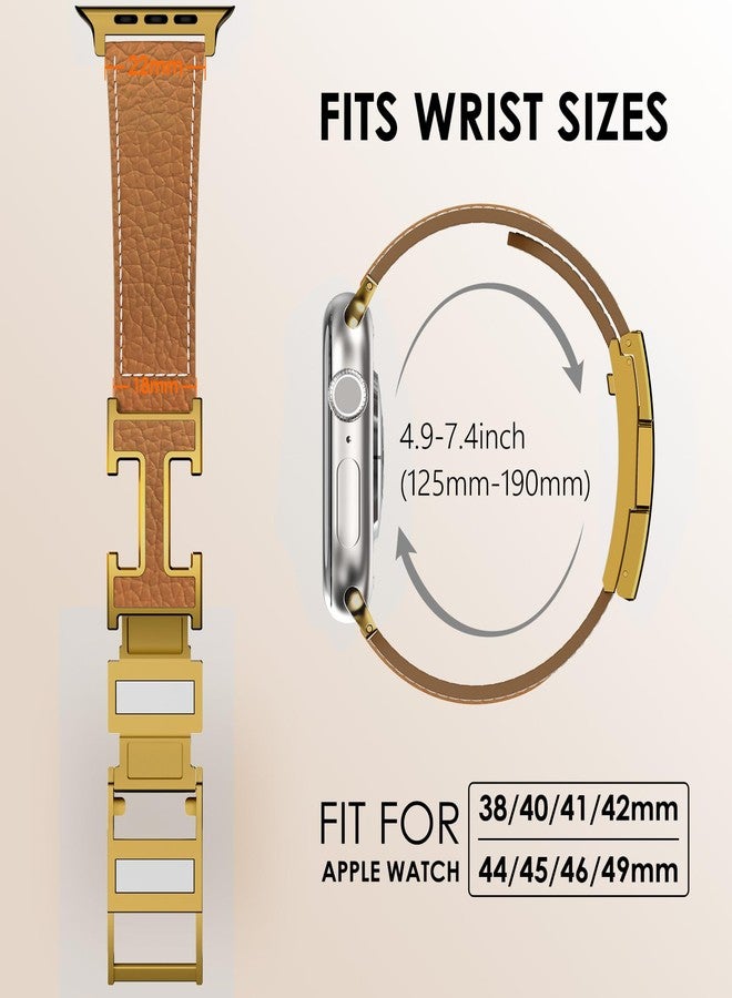CHANCHY Leather Magnetic Watch Band Compatible with Apple Watch Bands 40mm 38mm 41mm 42mm 44mm 45mm 46mm, Top Grain Leather Dressy Band for Women Men iWatch Ultra SE Series 10/9/8/7/6/5/4/3/2/1 - Image 5